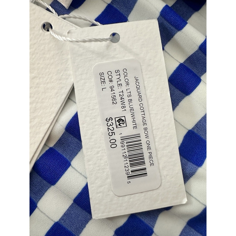 New Milly Womens Jacquard Cottage Bow Blue Gingham One-Piece Swimsuit Large - Picture 5 of 14